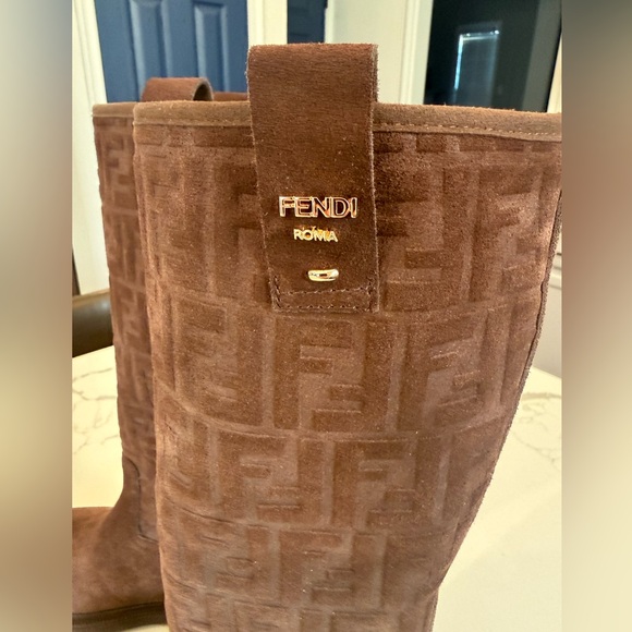 FF Filo Monogram Suede Knee Boots - Picture 3 of 10